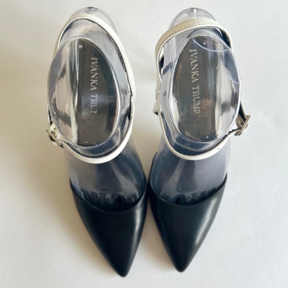 Ivanka Trump Itgeava Black White Leather Point Toe Heeled Slingbacks size 7.5 - Picture 4 of 16